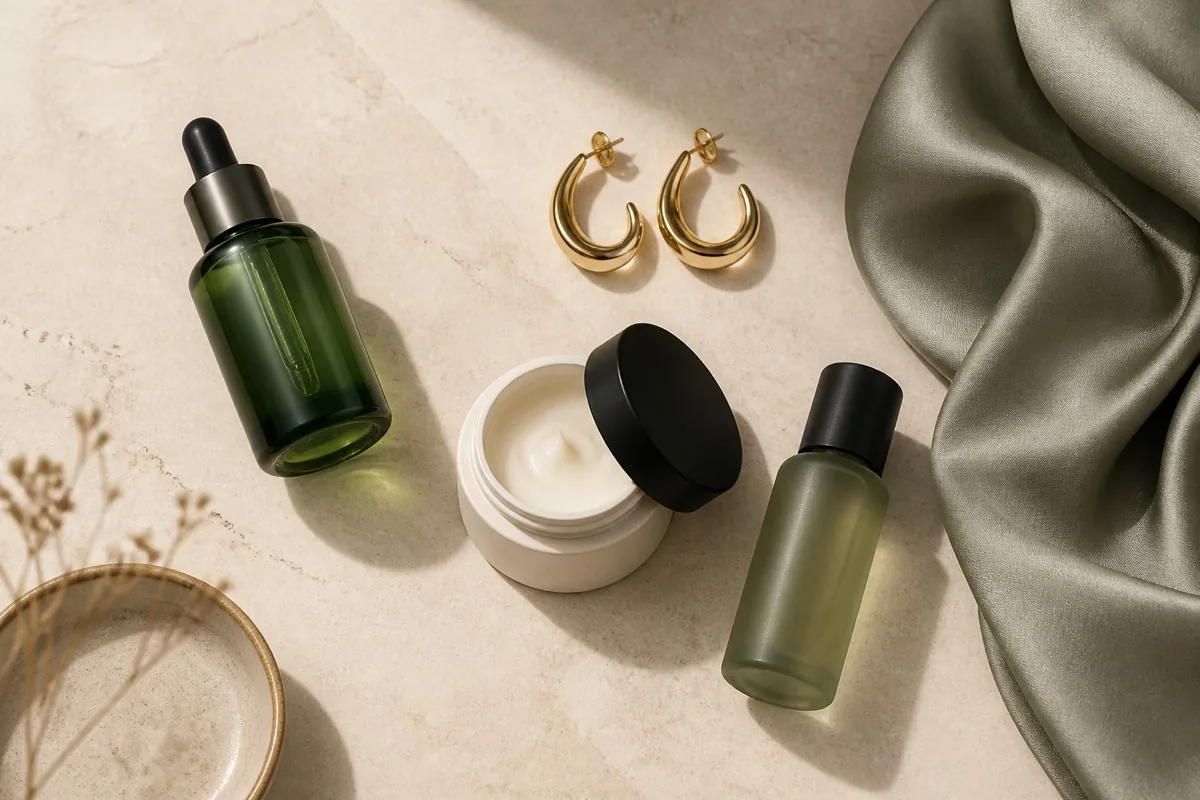 A curated set of beauty and fashion products